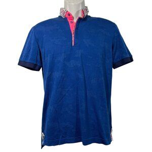 Maceoo Polo Shirt Mens 2 Sz S Mozart Tazo Blue Contrast Collar Golf Tennis